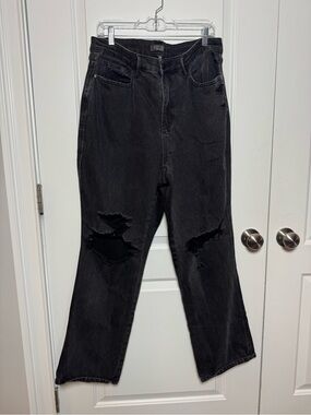 Judy Blue 18W Black Distressed High Rise Straight Leg Jeans Plus Size Stretch
